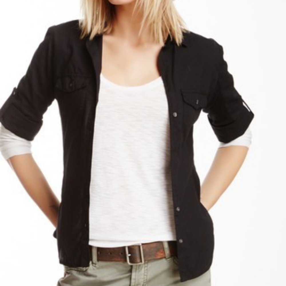 Standard James Perse Contrast Ribbed Surplus Shirt